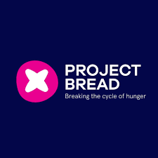 A pink and white logo for project bread