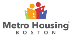 A black background with the words metro housing boston written in grey.