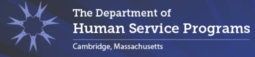 A blue banner with the department of human services logo.