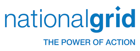 A blue and white logo for national grid