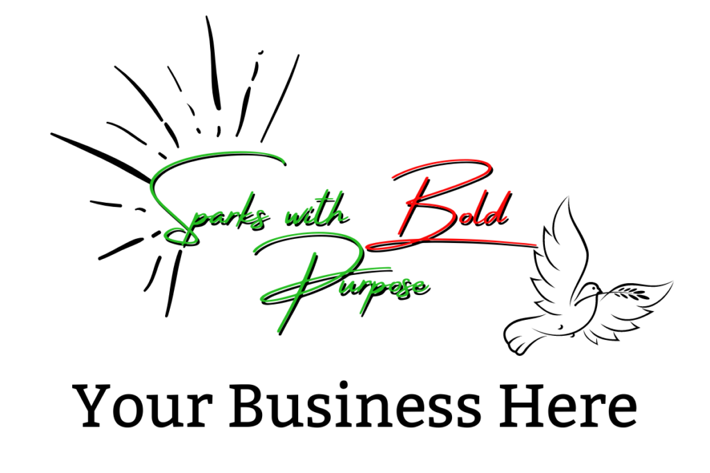 A neon sign that says sparks with purpose.